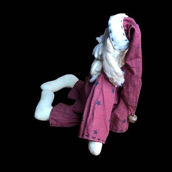 Honey and Me Sitting Primitive Santa in Pajamas Long Beard Bells Christmas Decor - Picture 11 of 15